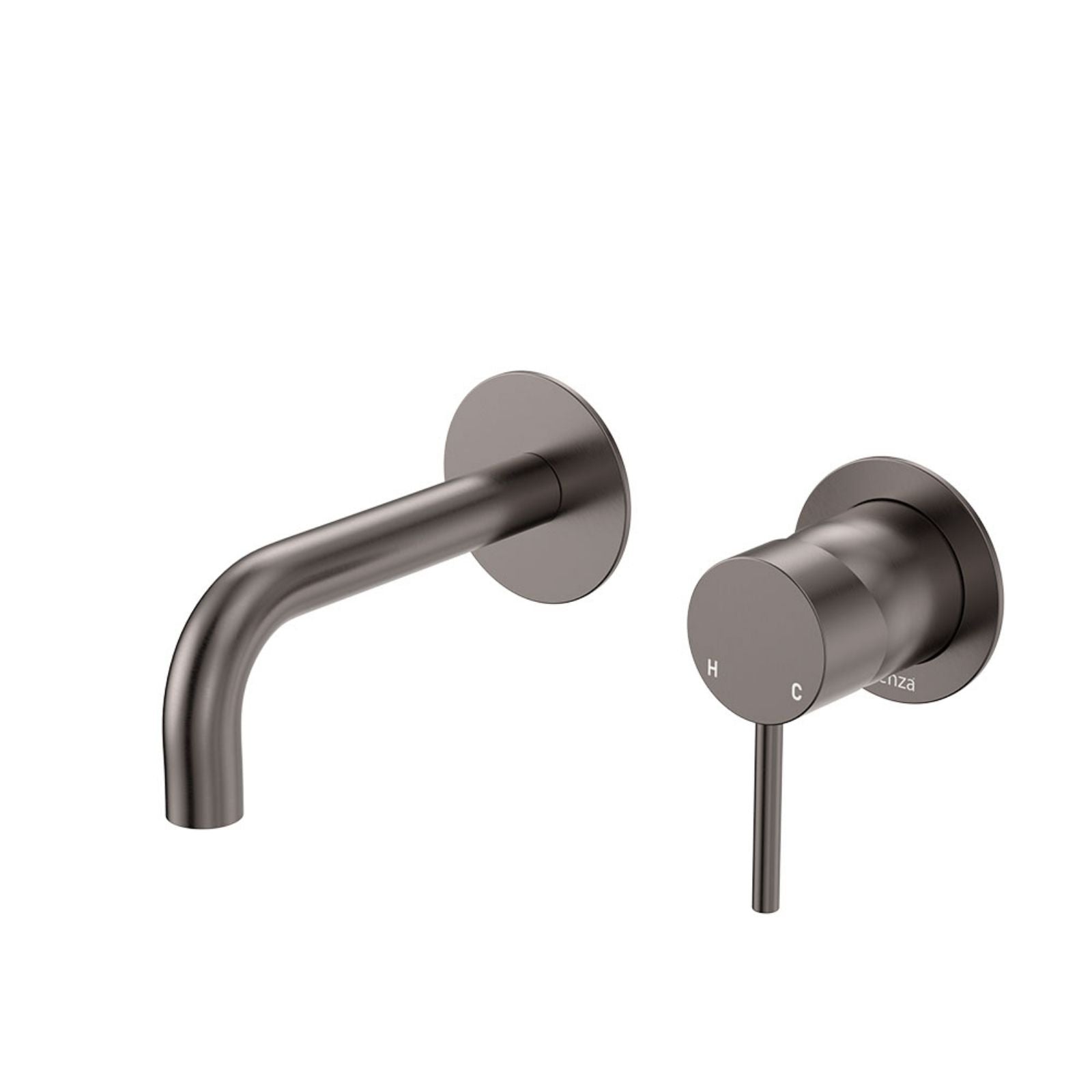 Fienza Kaya Basin/Bath Wall Mixer Set Round Plates 130mm Outlet Gun Metal 228104GM-130-LF - The Blue Space
