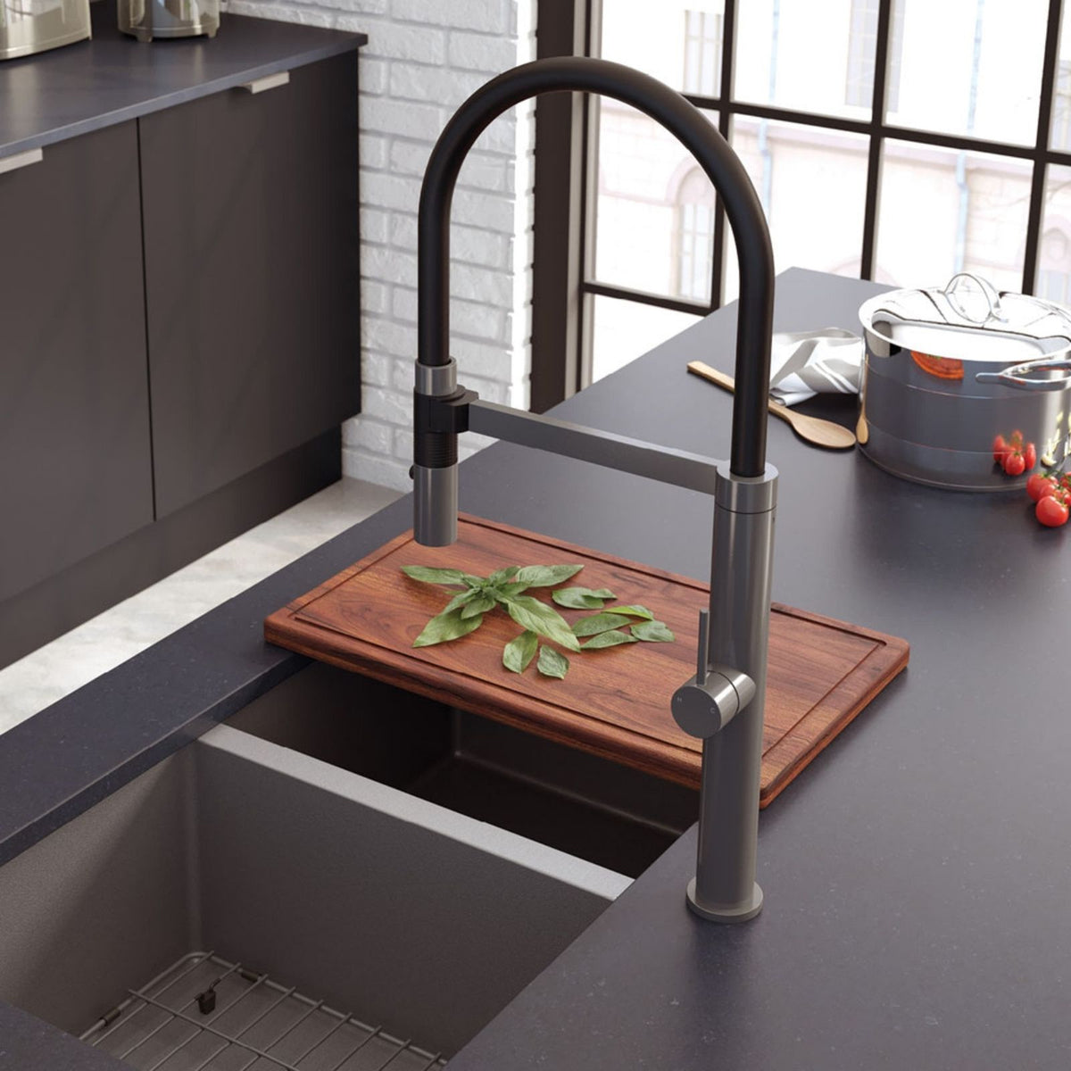 Lifestyle 1 Fienza Kaya Pull Down Sink Mixer Gun Metal 228109GM-LF - The Blue Space
