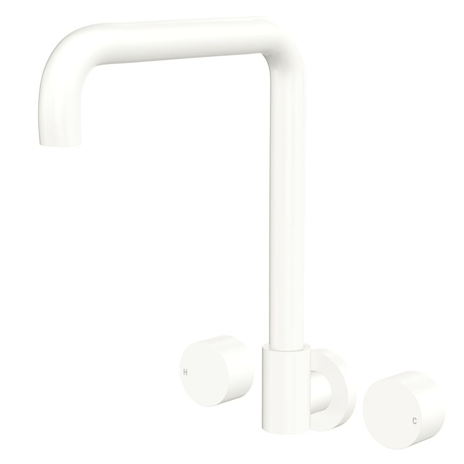 Fienza Kaya Round Taps Squareline Wall Outlet Set Matte White 338105MW-LF - The Blue Space