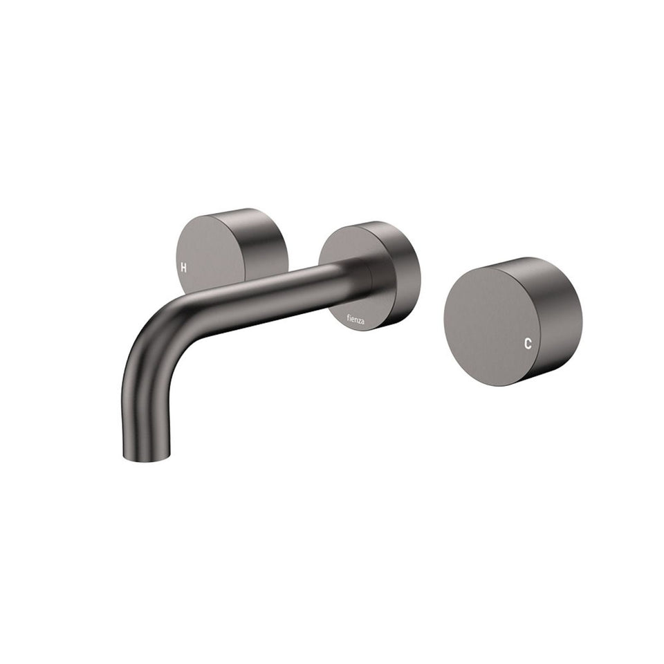 Fienza Kaya Round Taps Wall Basin/Bath 130mm Outlet Set Gun Metal