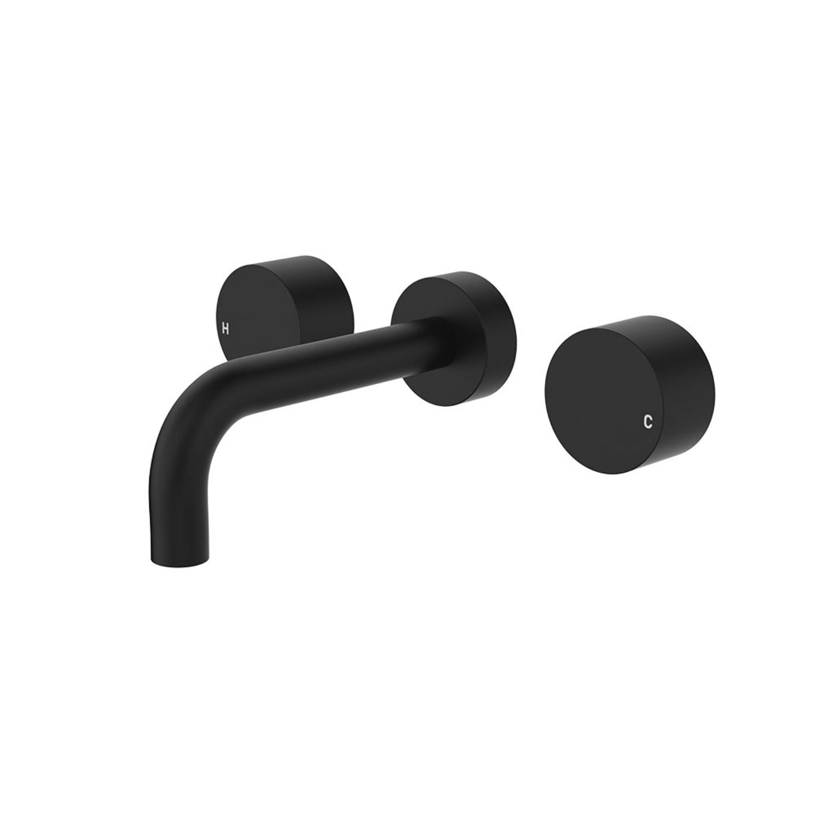 Fienza Kaya Round Taps Wall Basin/Bath 130mm Outlet Set Matte Black 338102B-130-LF - The Blue Space