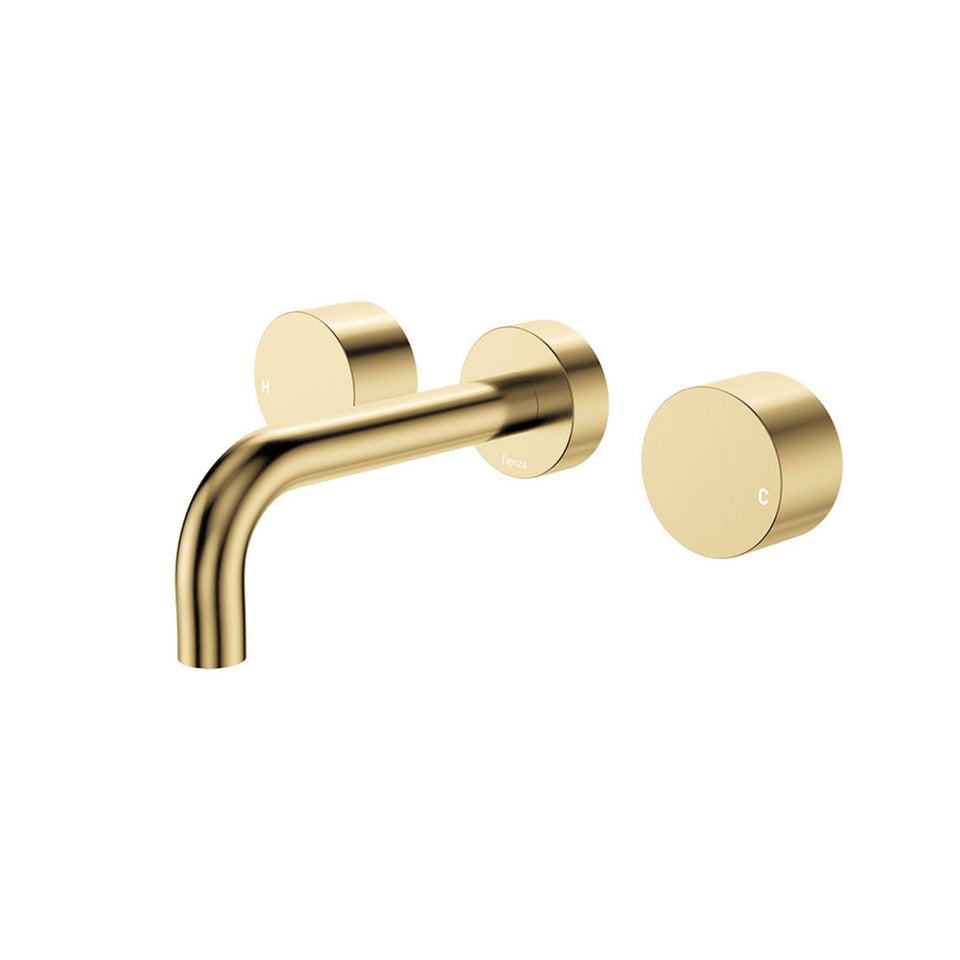 Fienza Kaya Round Taps Wall Basin/Bath 130mm Outlet Set Urban Brass