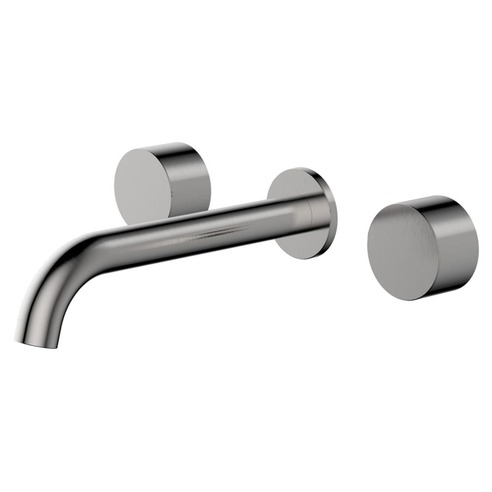Fienza Kaya Round Taps Wall Basin/Bath 180mm Outlet Set Brushed Nickel 338102BN-LF - The Blue Space