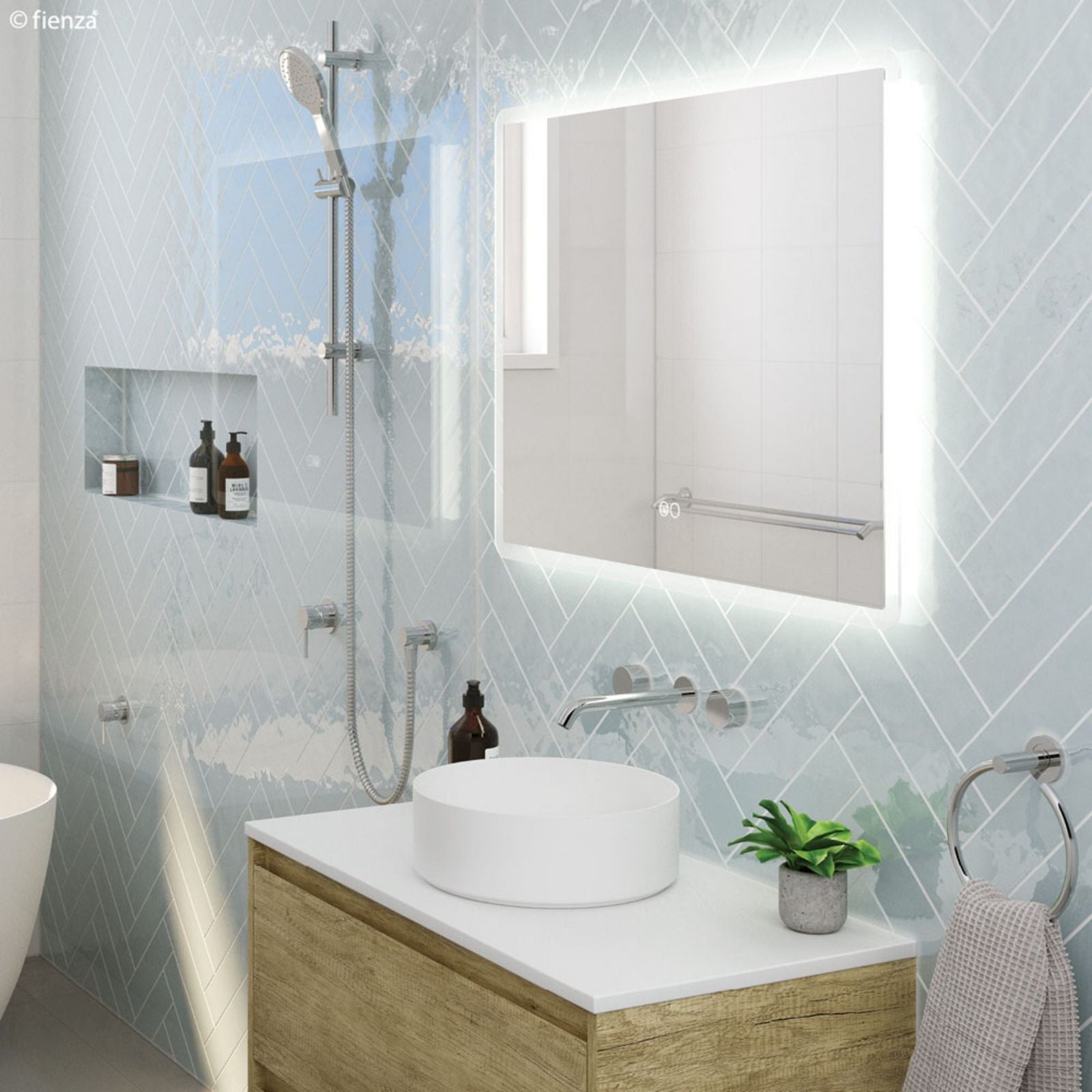 Lifestyle 1 Fienza Kaya Round Taps Wall Basin/Bath 180mm Outlet Set Chrome 338102-LF - The Blue Space