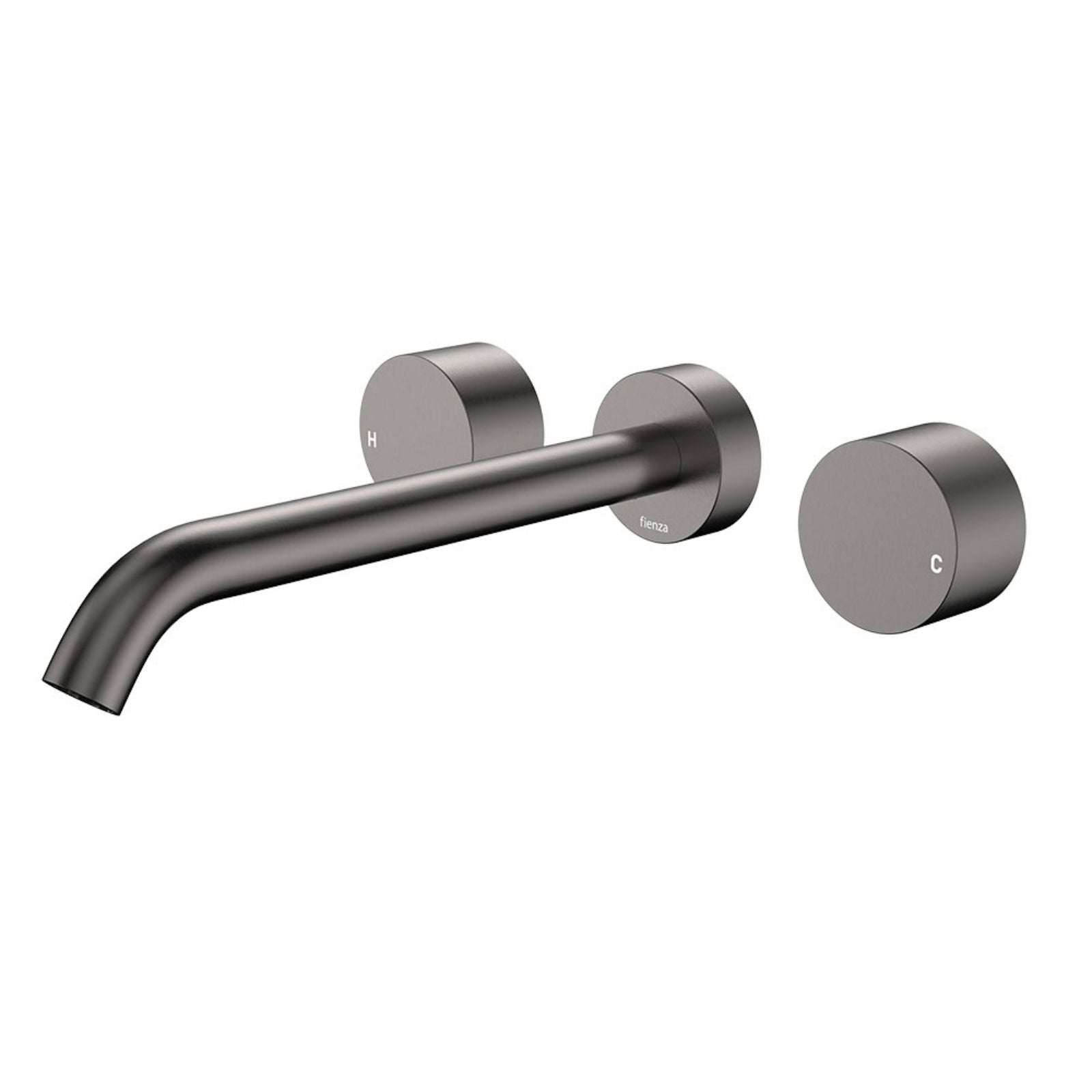 Fienza Kaya Round Taps Wall Basin/Bath 220mm Outlet Set Gun Metal 338102GM-220-LF - The Blue Space