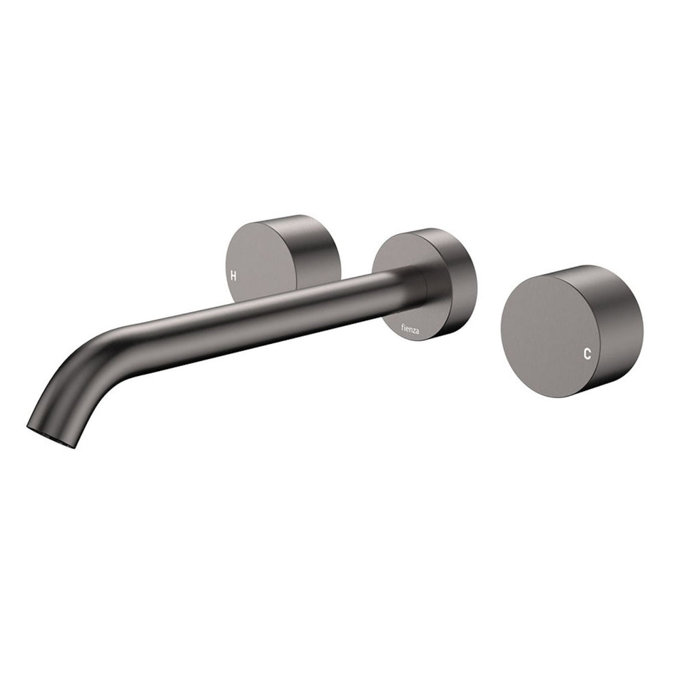 Fienza Kaya Round Taps Wall Basin/Bath 220mm Outlet Set Gun Metal
