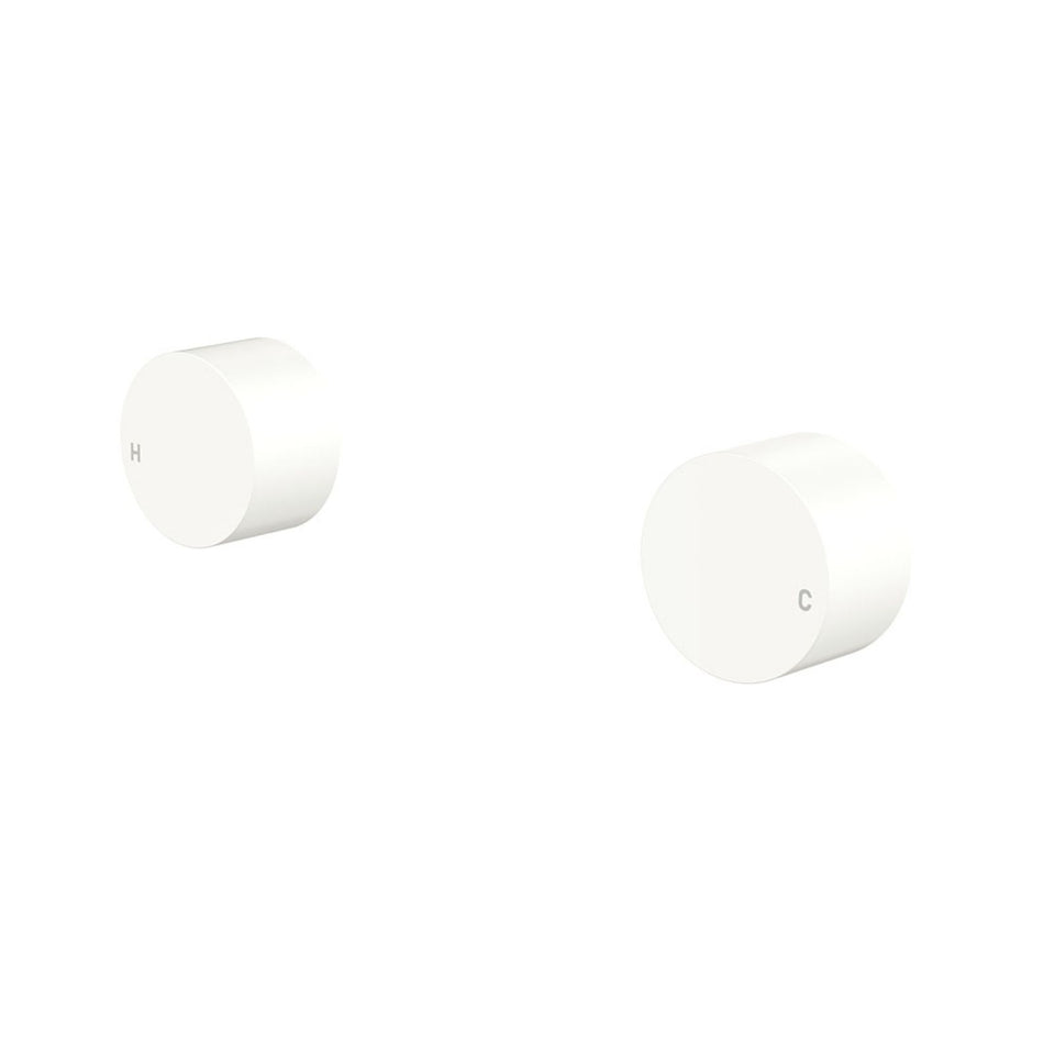 Fienza Kaya Round Wall Taps Matte White