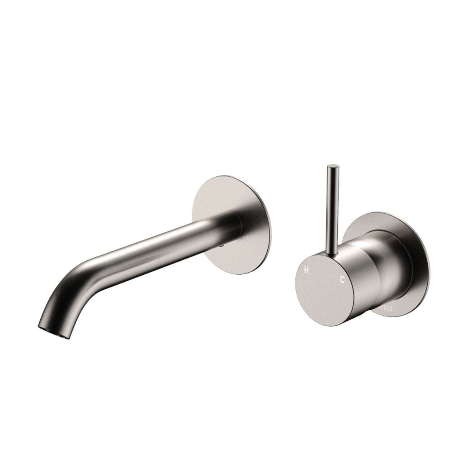Fienza Kaya Up Basin/Bath Wall Mixer Set Round Plates 160mm Outlet Brushed Nickel 228118BN-LF - The Blue Space