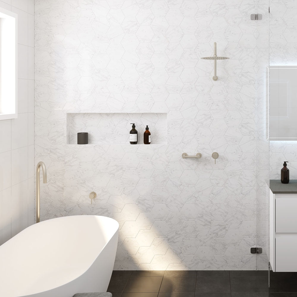 Lifestyle Fienza Kaya Wall Mixer Large Plate Brushed Nickel 228101BN-3-LF - The Blue Space