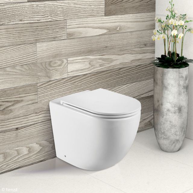Lifestyle Fienza Koko Tornado Flush Wall-Faced Toilet Suite With Slim Seat Matte White GEBERIT Sigma In-Wall Internal - P-Trap K002376MW-GE - The Blue Space