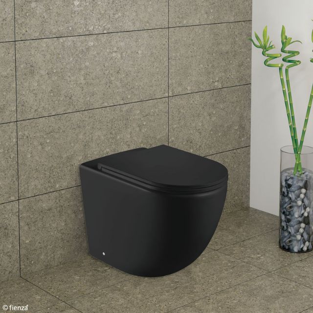 Lifestyle Fienza Koko Tornado Wall-Faced Toilet Suite Matte Black GEBERIT Sigma In-Wall Internal - S-Trap K002376MBA-GE - The Blue Space