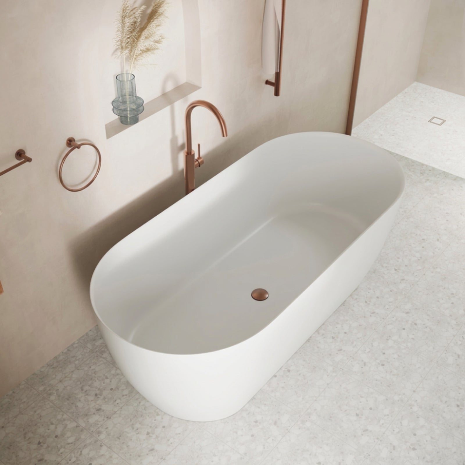 Lifestyle 2 Fienza Nero 1780mm Matte White Stone Bath ST12-FIENZA - The Blue Space