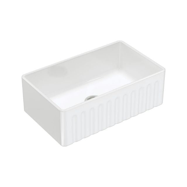 Fienza Olivia Butler Sink Medium 760 Reversible Fluted & Flat Fire Clay Gloss White 68705 - The Blue Space