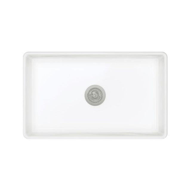 Top Fienza Olivia Butler Sink Medium 760 Reversible Fluted & Flat Fire Clay Gloss White 68705 - The Blue Space