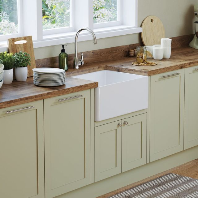 Lifestyle 5 Fienza Olivia Butler Sink Small 610 Reversible Fluted & Flat Fire Clay Gloss White 68704 - The Blue Space