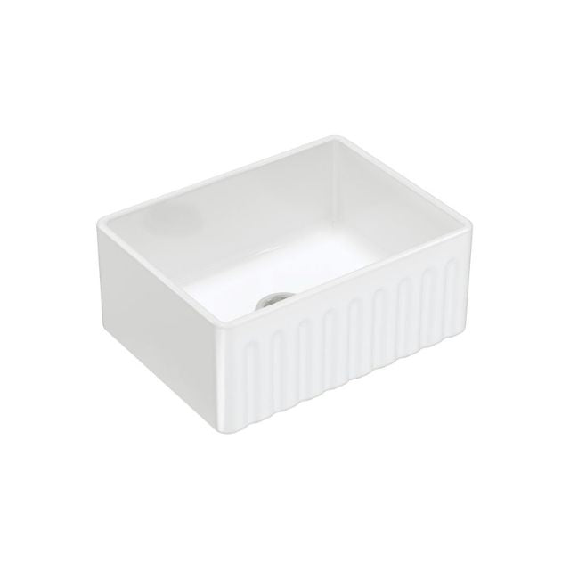 Fienza Olivia Butler Sink Small 610 Reversible Fluted & Flat Fire Clay Gloss White 68704 - The Blue Space