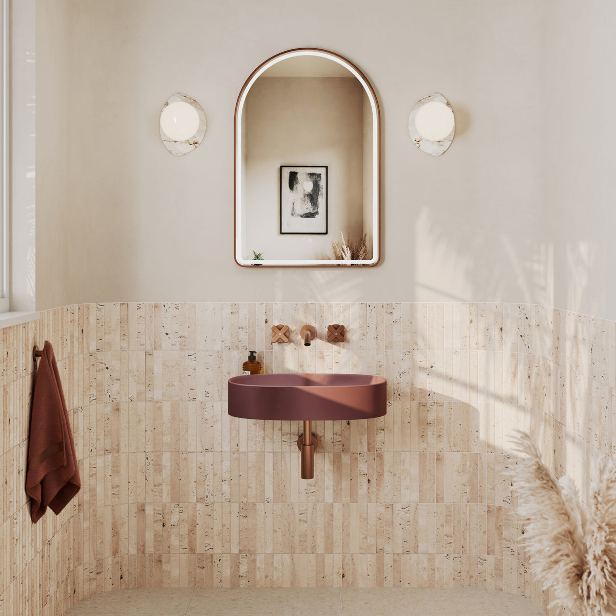 Lifestyle 1 Fienza Paloma Pill Concrete Wall Hung Basin - Mulberry RB145MU