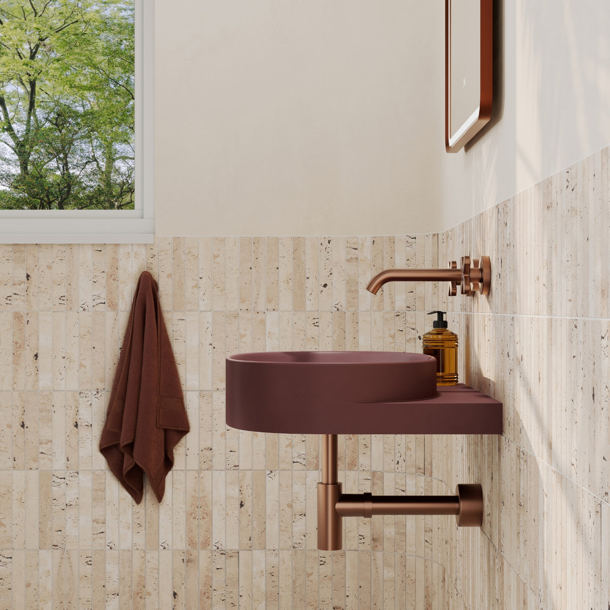 Lifestyle 4 Fienza Paloma Pill Concrete Wall Hung Basin - Mulberry RB145MU