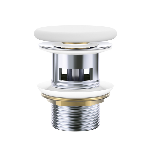 Fienza Pop Up 32mm Overflow Basin Waste Flat Ceramic Cap Matte White WAS58FMW - The Blue Space