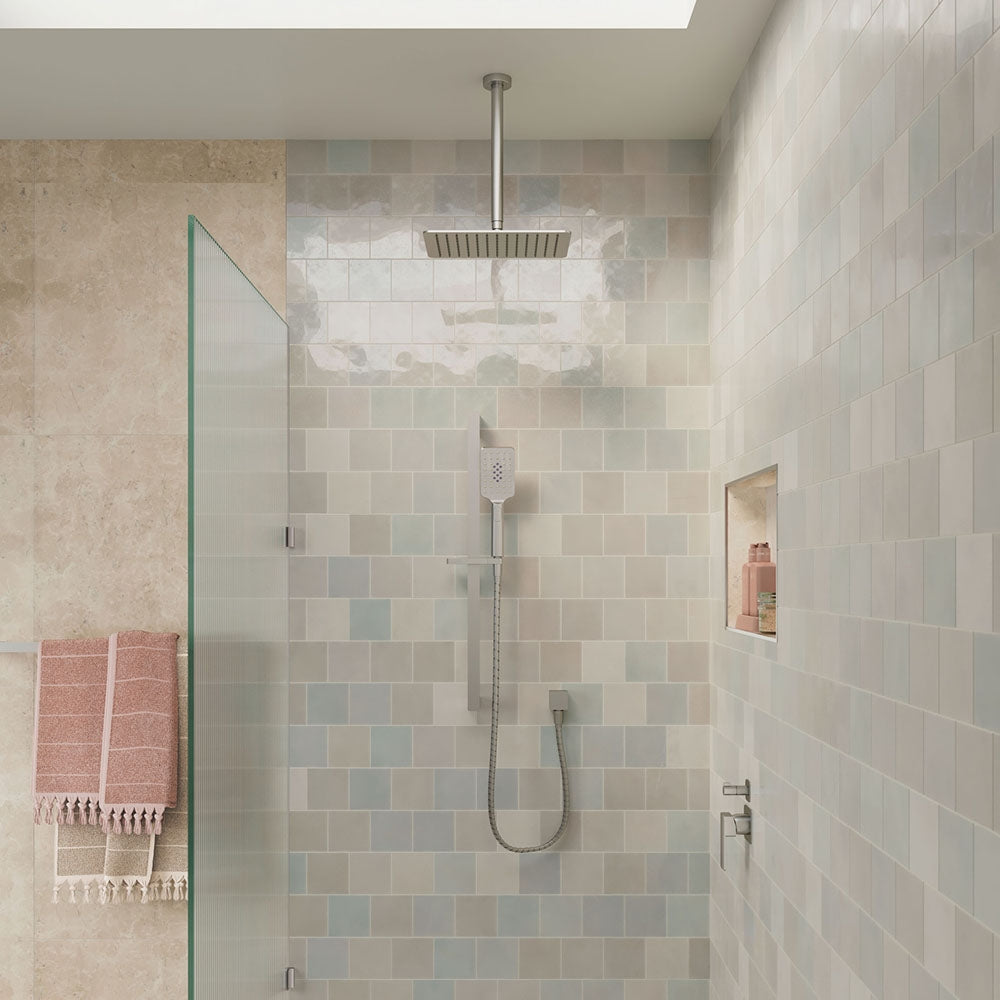 Lifestyle 2 Fienza Round Shower Dropper 300mm Brushed Nickel 422117B - The Blue Space