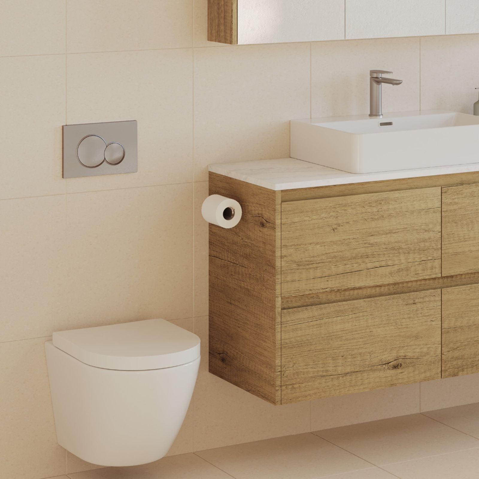 Lifestyle 1 Fienza Sigma Round Button Flush Plate - Brushed Nickel SIG41-BN - The Blue Space
