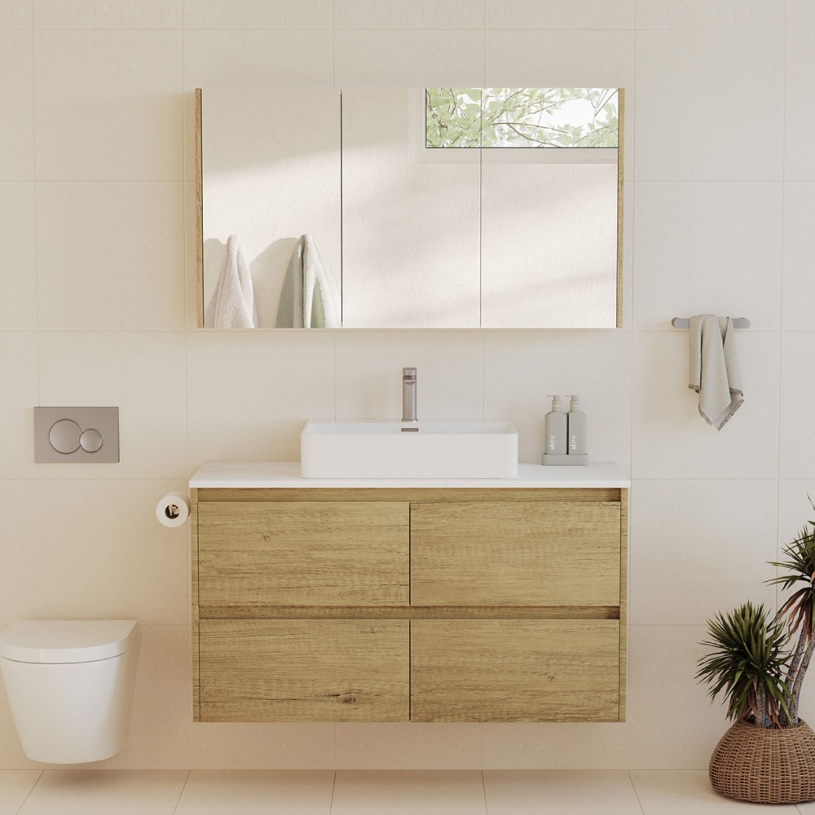 Lifestyle 2 Fienza Sigma Round Button Flush Plate - Brushed Nickel SIG41-BN - The Blue Space