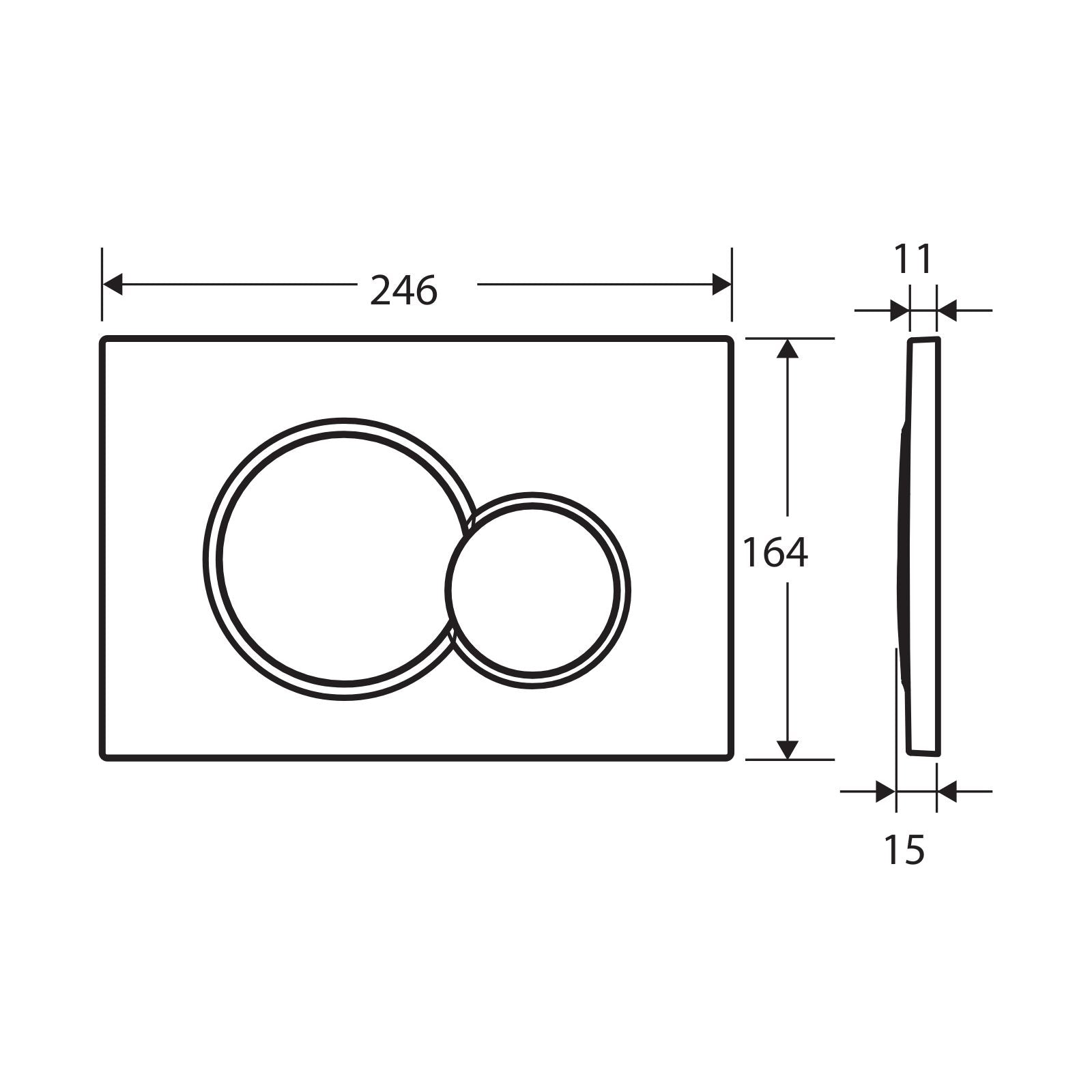 Technical Drawing Fienza Sigma Round Button Flush Plate - Matte Black SIG41-MB - The Blue Space