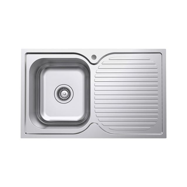 Ledt Handed Fienza Tiva 780 Kitchen Sink Single Bowl With Drainer 19L 1TH 780X480X180mm 68104L - The Blue Space