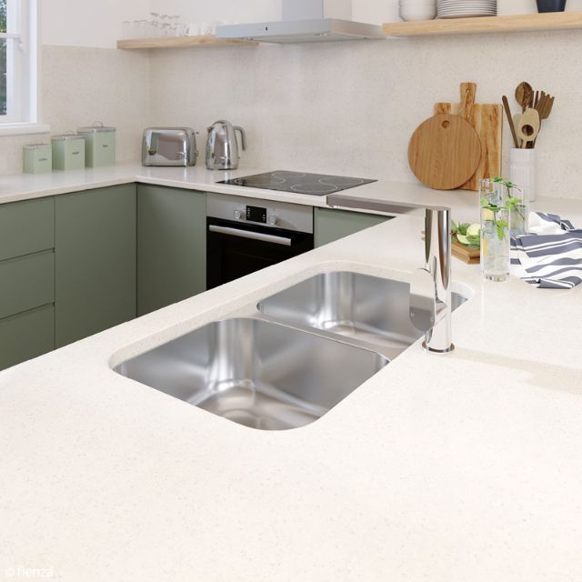 Shop Fienza Tiva 785 Kitchen Sink Double Bowl Topmount/Undermount 23L-23L NTH 785X450X180mm 68109 - The Blue Space