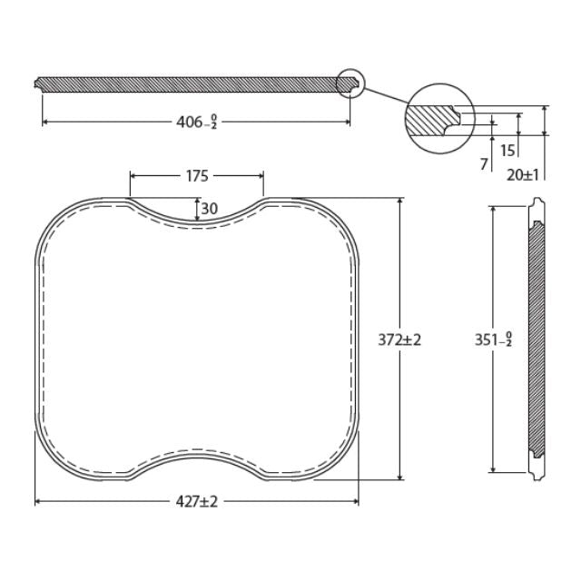 Technical Drawing Fienza Tiva 785/670 Sink Oak Chopping Board 427X367mm A7 - The Blue Space