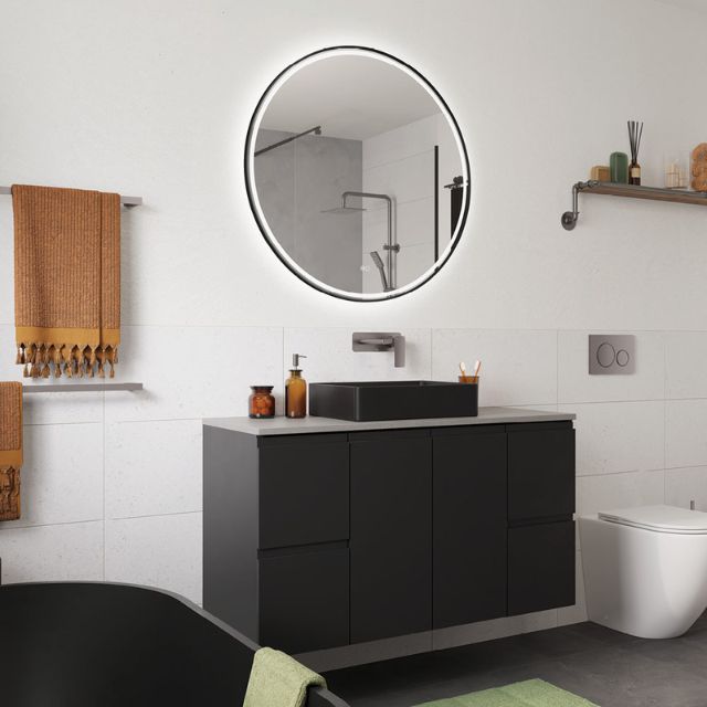 Fienza Tono Basin/Bath Wall Mixer Set 200mm Outlet Large Rectangular Plate Gun Metal