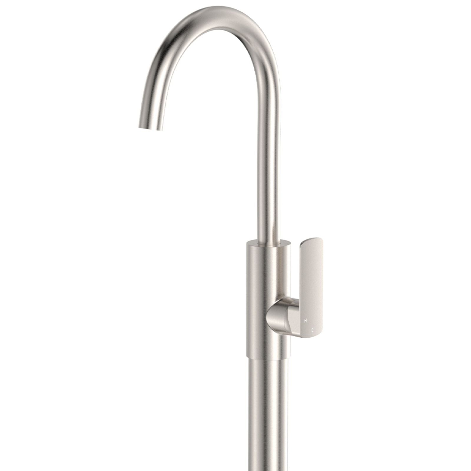 Close Fienza Tono Floor Mounted Basin/Bath Mixer Brushed Nickel 233112BN-LF - The Blue Space