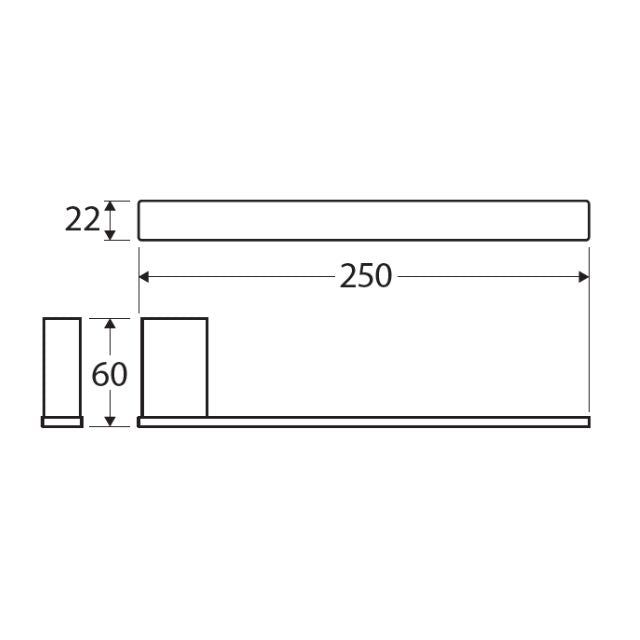 Technical Drawing Fienza Tono Hand Towel Holder 250mm Brushed Nickel 85102BN - The Blue Space
