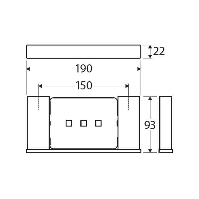 Technical Drawing Fienza Tono Soap Shelf 190mm Gun Metal 85106GM - The Blue Space