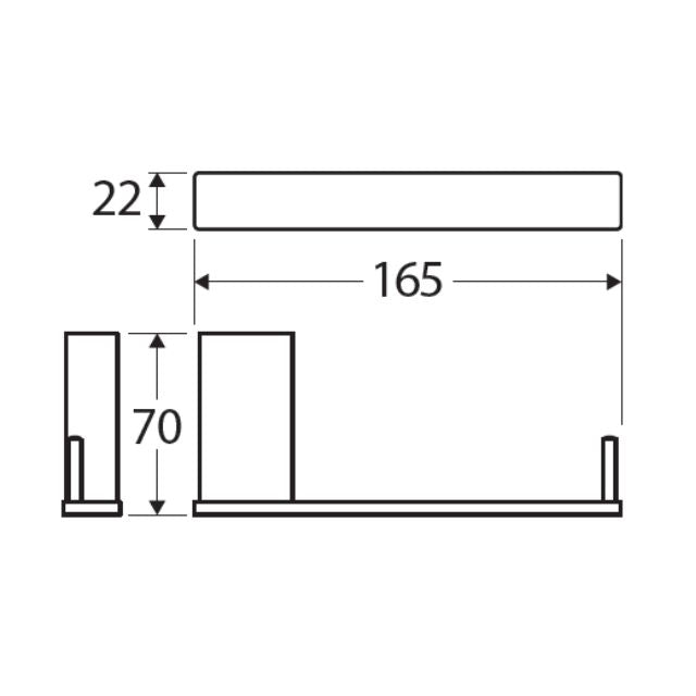 Technical Drawing Fienza Tono Toilet Roll Holder 165mm Gun Metal 85103GM - The Blue Space