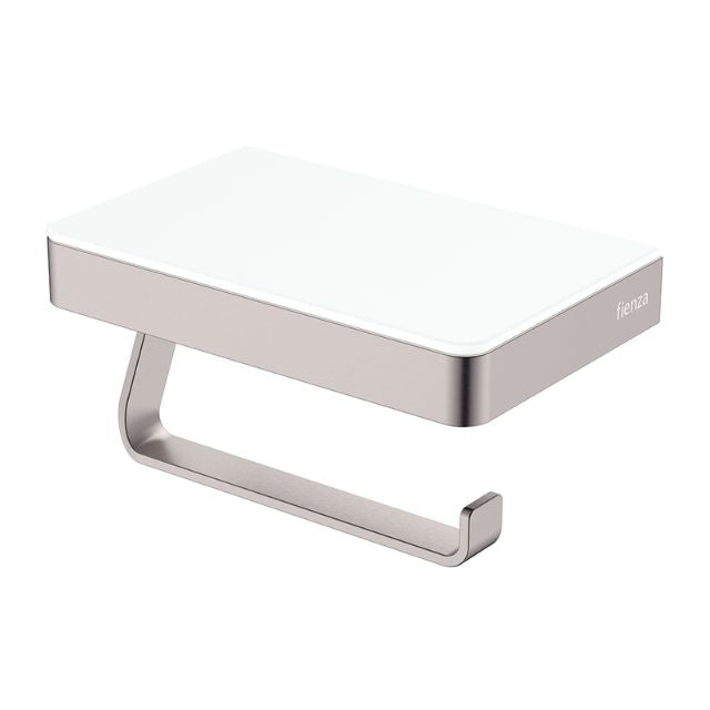 Fienza Tono Toilet Roll Holder With Glass Shelf Chrome 85109 - The Blue Space