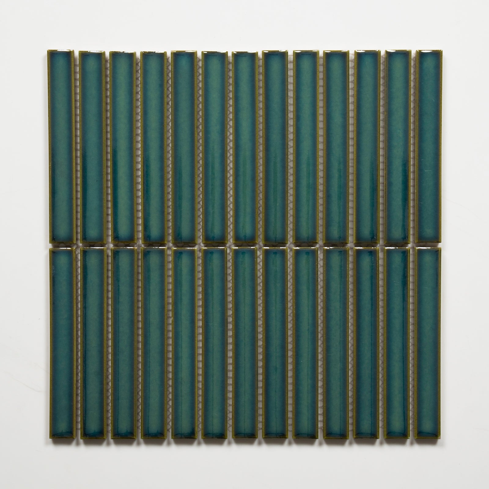 Single No Hand Flute Teal Porcelain Finger Mosaic Tile 22×145mm FINLAGREGMOS - The Blue Space