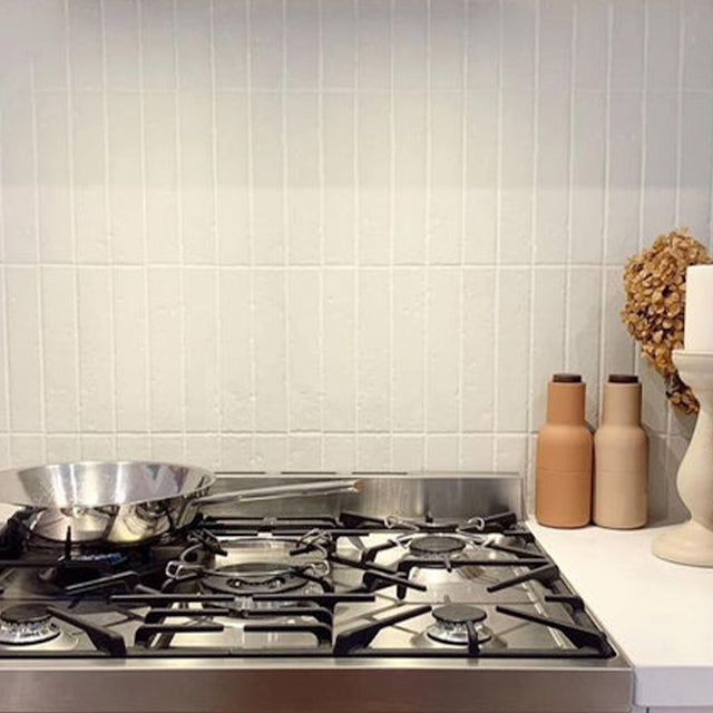 Full White Blaire Brick Tile Textured Matt 45 x 230 x 8mm Porcelain | The Blue Space