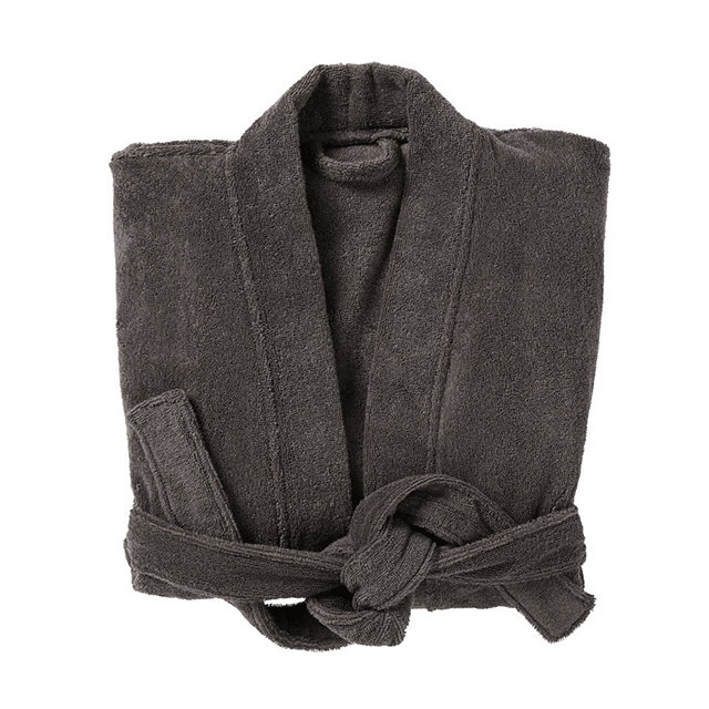 Terry Cotton Bath Robe Graphite at The Blue Space