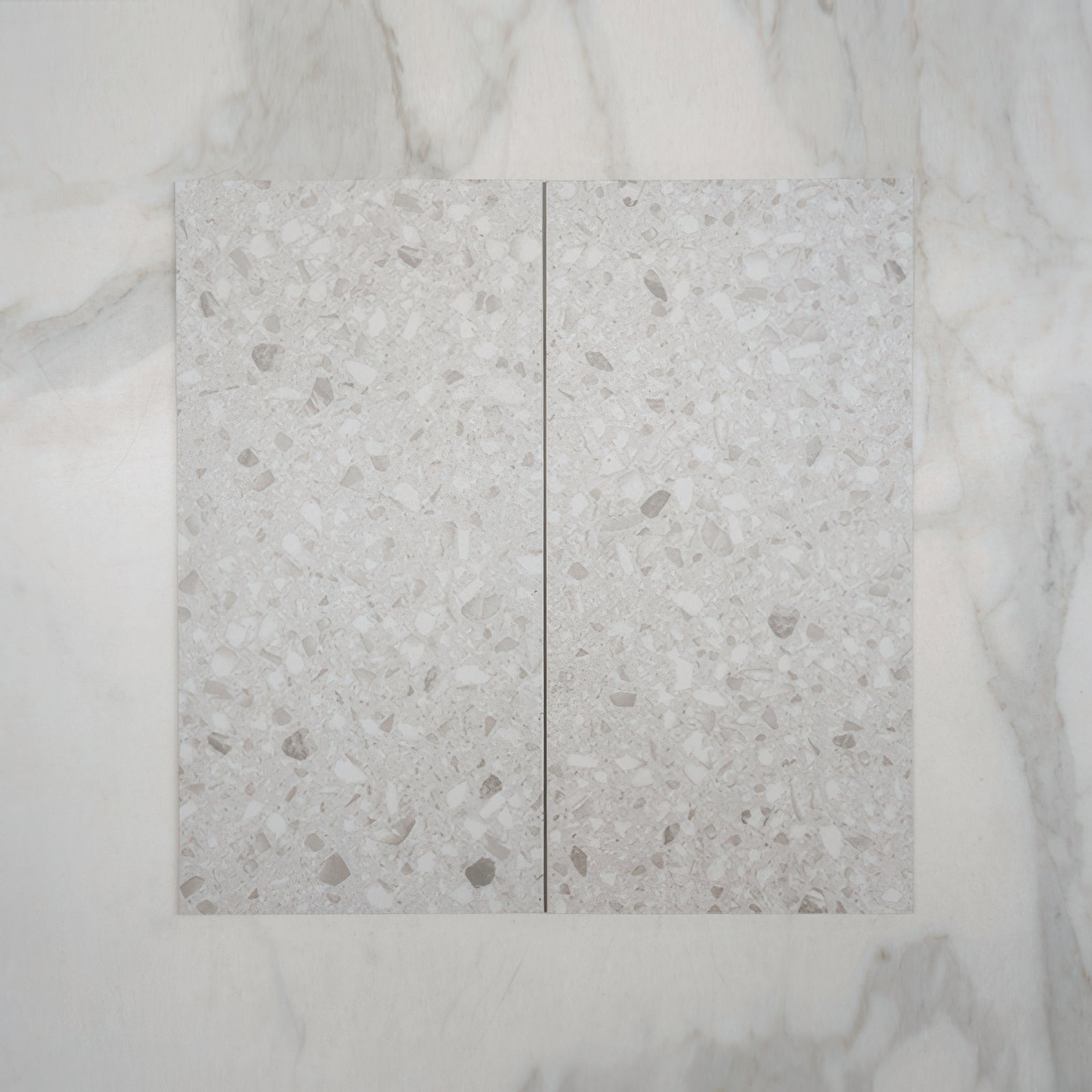 Double No Hand Grey Clio Terrazzo Tile Tech Grip 300 x 600mm Porcelain - The Blue Space