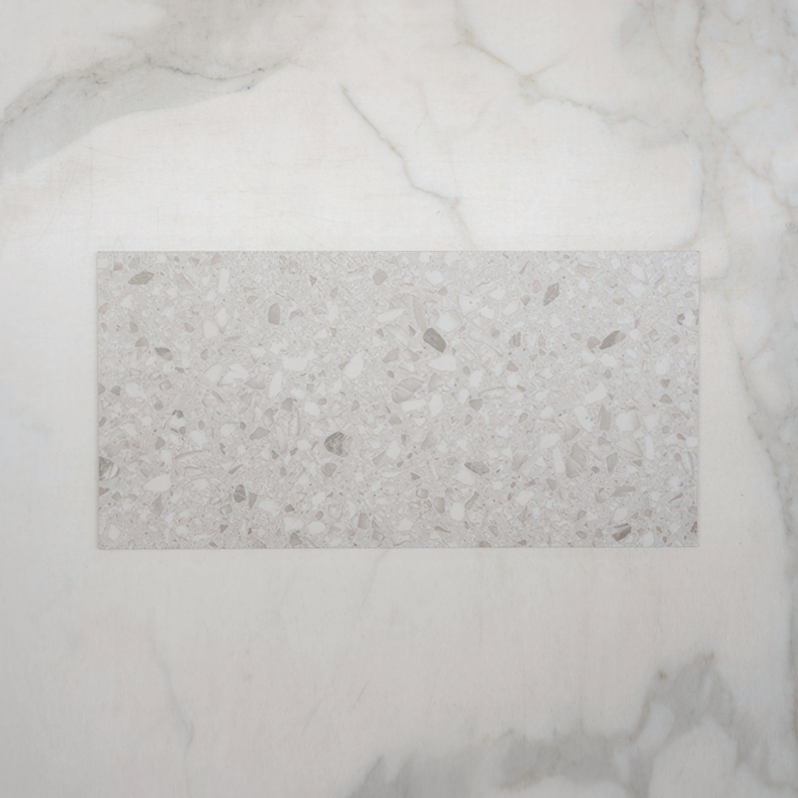 Single No Hand Grey Clio Terrazzo Tile Tech Grip 300 x 600mm Porcelain - The Blue Space