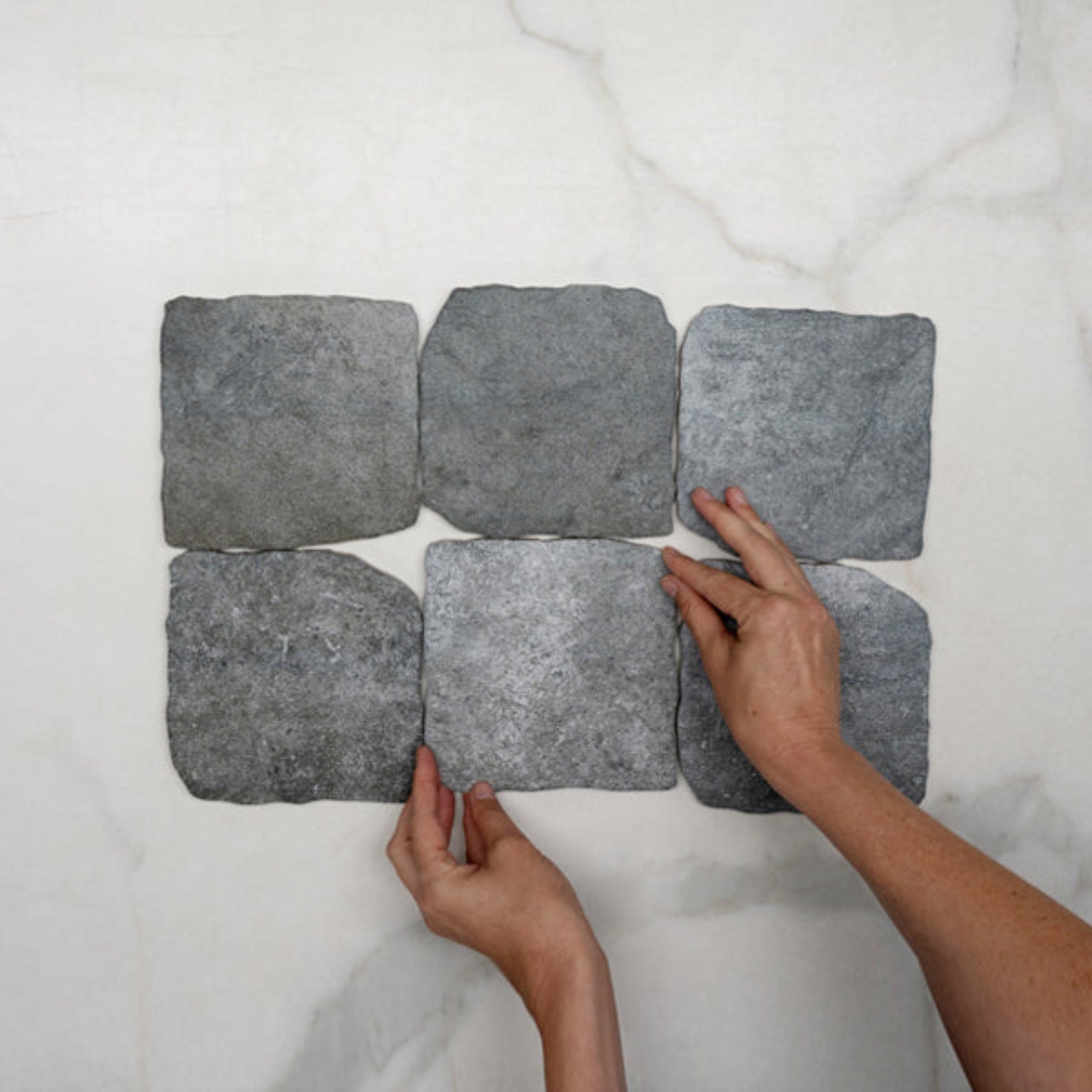 Pattern with Hand Grey Settlers Cobble Stone 150 x 150mm Porcelain 15COUDGM - The Blue Space