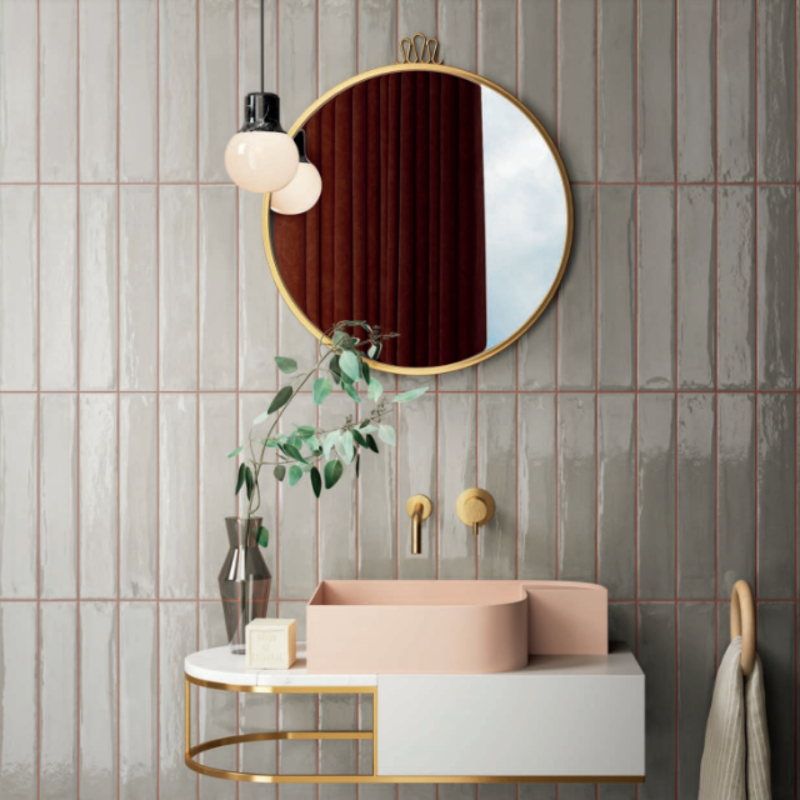 Lifestyle PatteGrigio Theo Subway Tile 75 x 400mm Italian Porcelain - The Blue Space