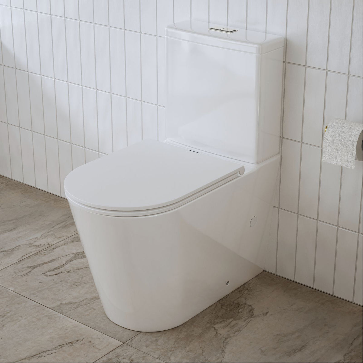Indigo Cali II Raised Height Universal Rimless Toilet Suite US8002T1