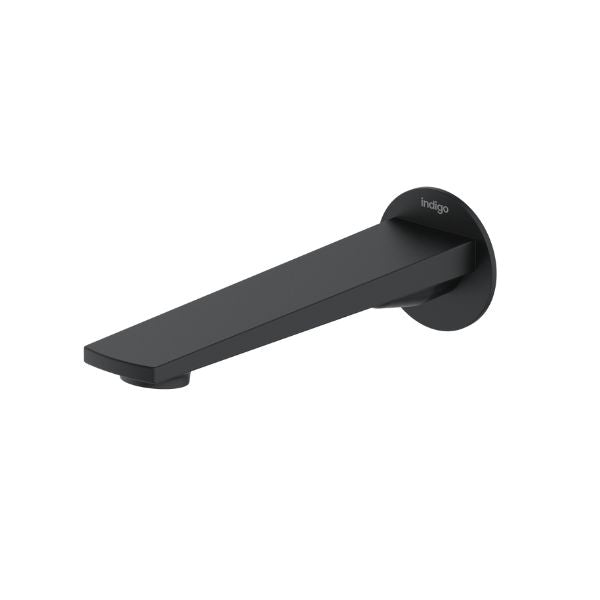 Indigo Savina basin/bath spout with matte black finish and 180mm spout projection | The Blue Space
