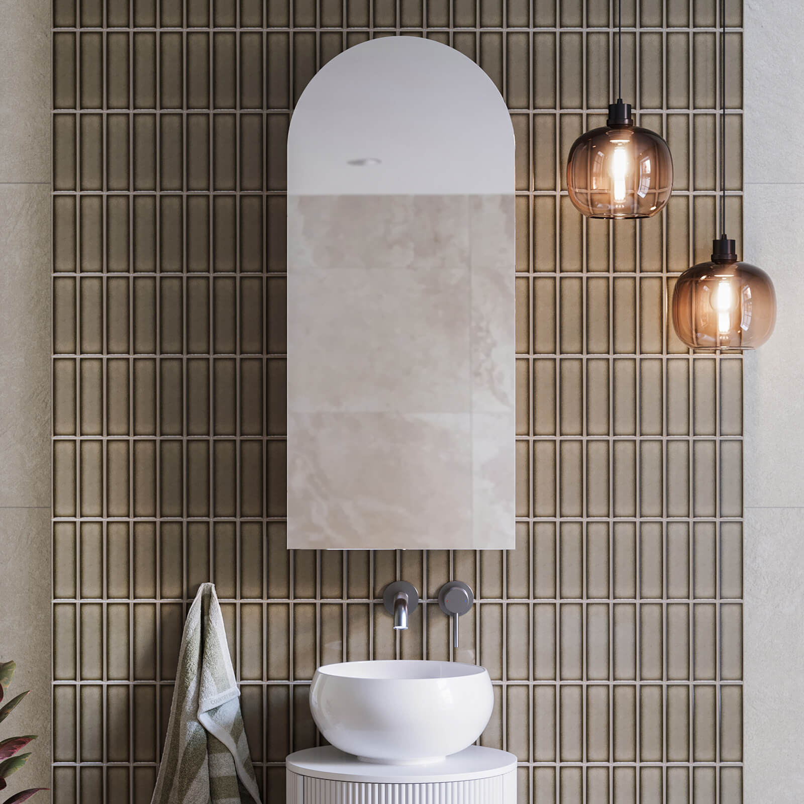 Ingrain Ash Arched Shaving Cabinet 400mm | The Blue Space