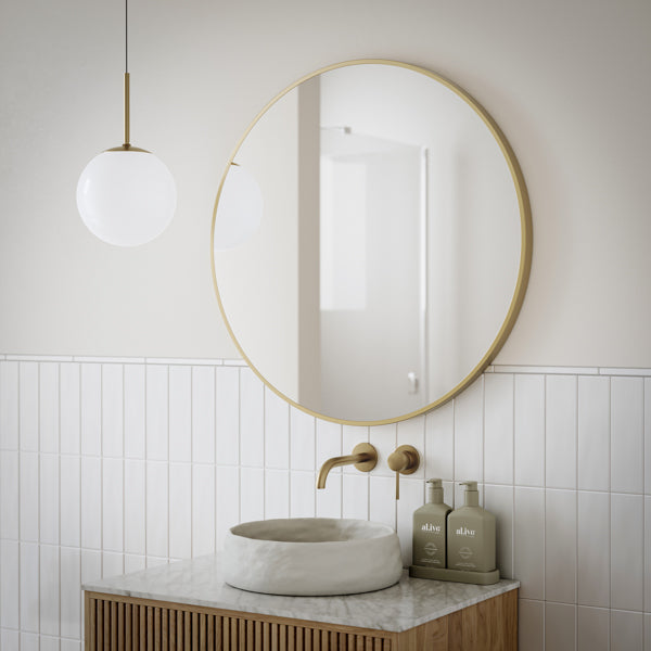 INGLM7590-BG | Ingrain Round Brushed Gold Framed Mirror 800mm