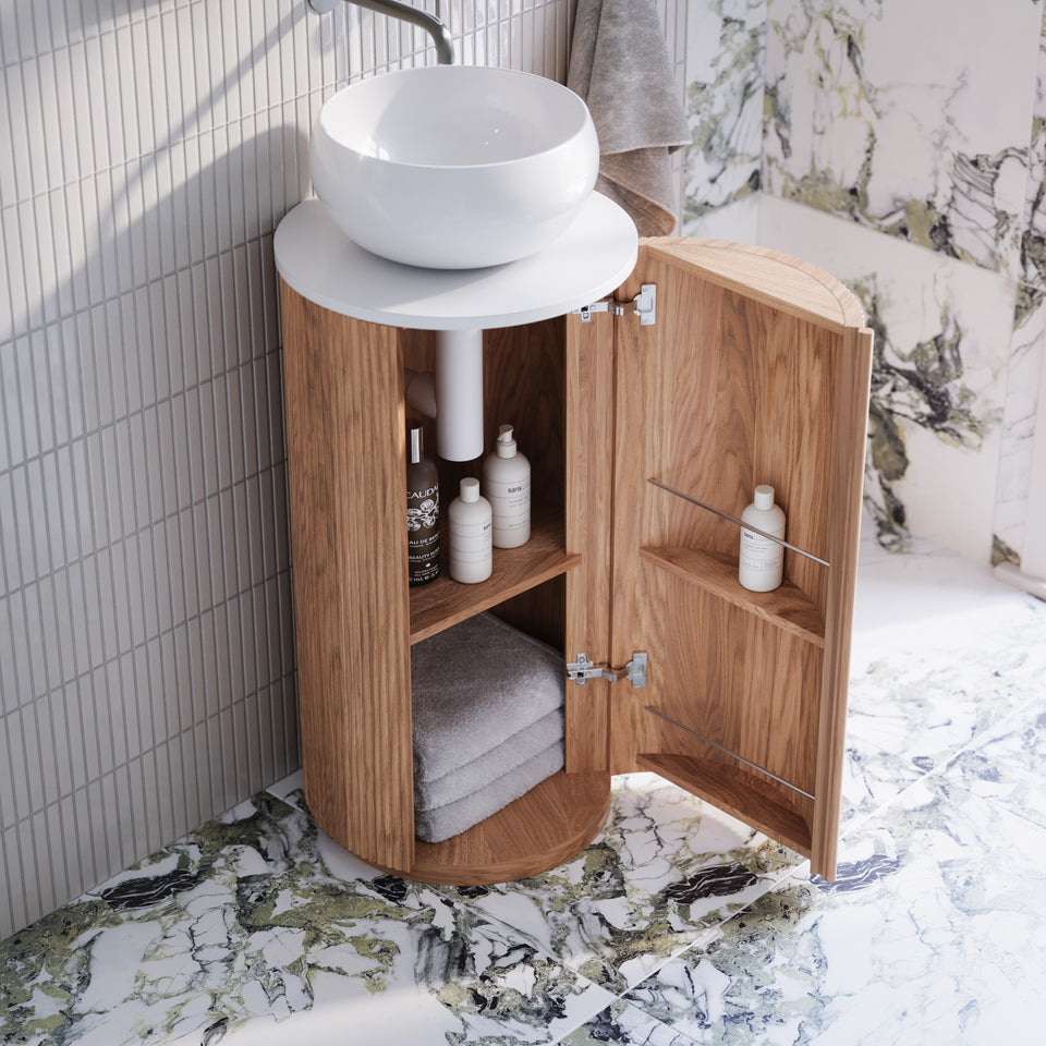 Ingrain Round Fluted Powder Room Vanity 400mm