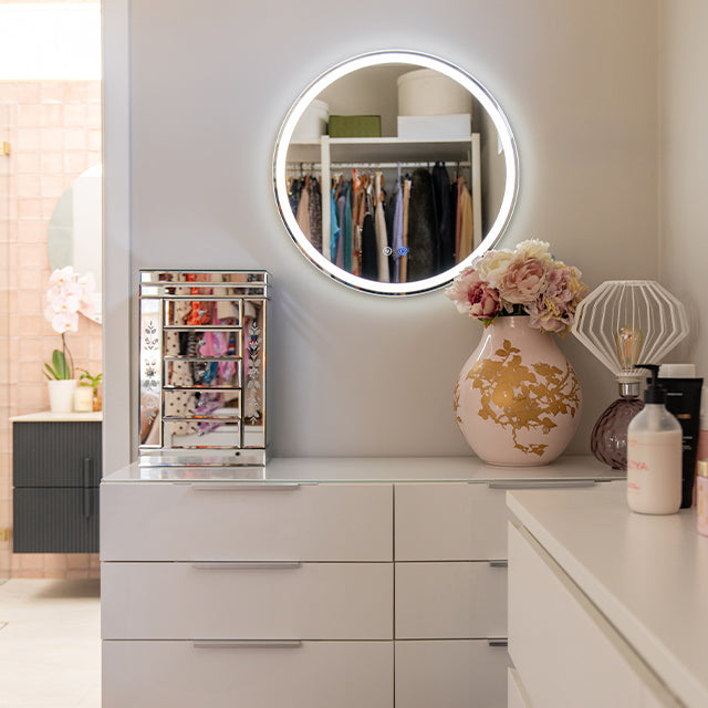 Lifestyle Ingrain 600mm Round Frontlit Mirror with Touch Sensor and Demister Pad - Frameless