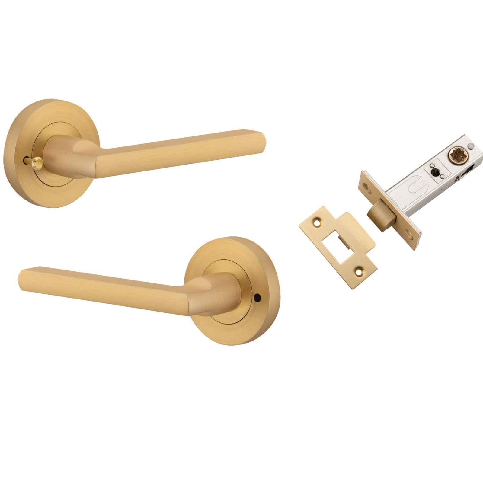 Iver Baltimore Lever Round Rose (Inbuilt Privacy) Brushed Brass 9365KIBPRIV60 - The Blue Space